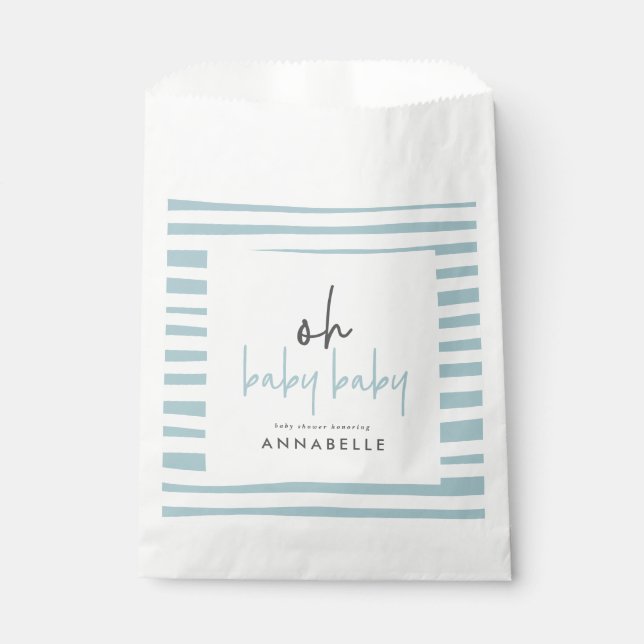 Blue twin baby shower typography modern favour favour bag (Front)