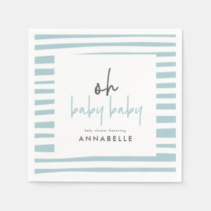 Blue twin baby shower typography modern party napkin