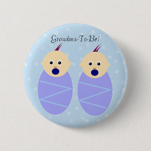 Blue Twin Boys Grandmother Button