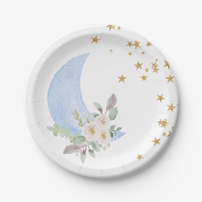 Blue Twinkle Little Star Plates Pink Gender Reveal (Front)