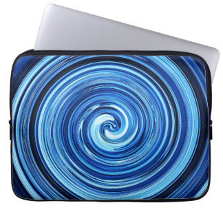 Blue Twirling swirling spiral abstract pattern Laptop Sleeve