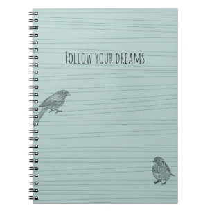 Blue Two birds following their dreams Notebook