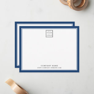 Blue Two Border Business Logo Company Name Card