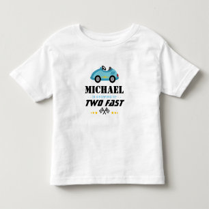 Blue Two Fast Race Car second birthday Toddler T-shirt