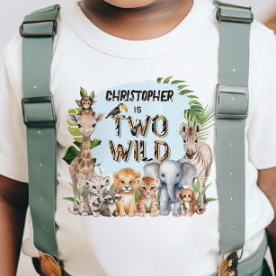 Blue Two Wild Themed Baby Boy Safari 2nd birthday Toddler T-shirt