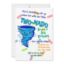Blue TwoNado, 2nd birthday invitation