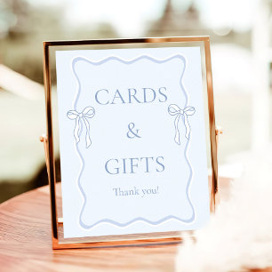 Blue Tying the Knot Bridal Shower Cards & Gifts Poster