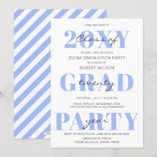 Blue Typography Modern Online Graduation Party Invitation