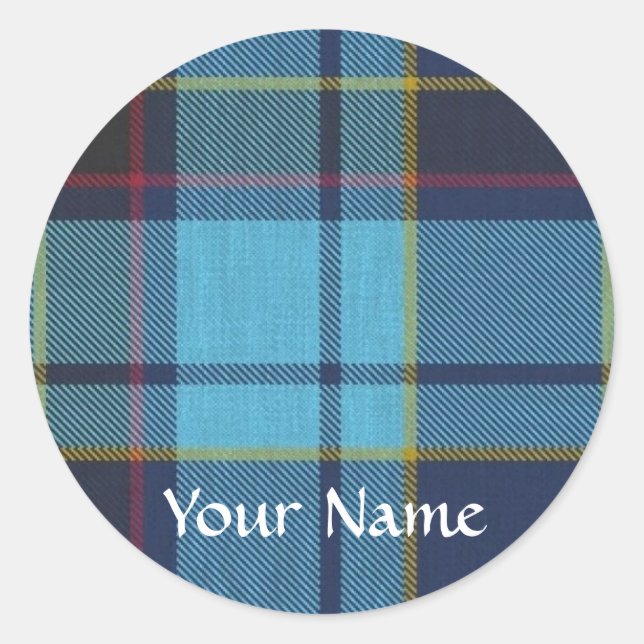 Blue U.S.A.F tartan pattern Classic Round Sticker (Front)