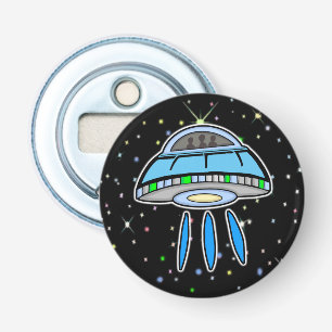 Blue UFO with Starry night Outer Space  Bottle Opener