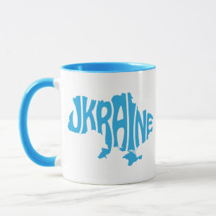 Blue Ukrainian map with inscription Ukraine Mug