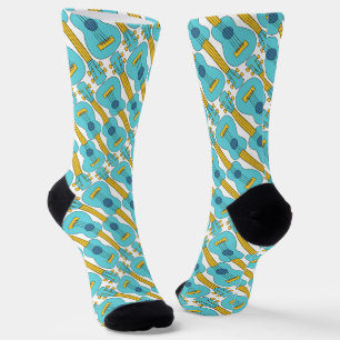 Blue Ukulele Pattern Socks