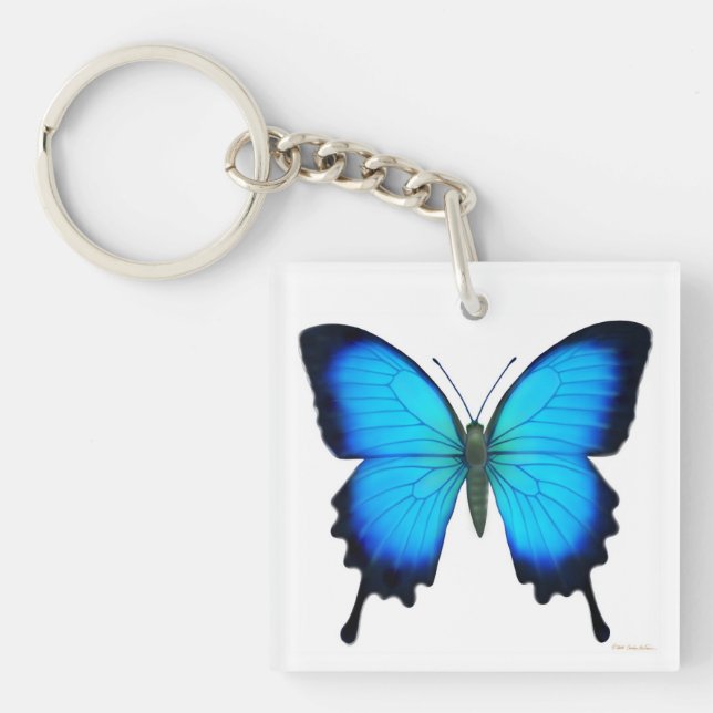Blue Ulysses Butterfly Keychain (Front)