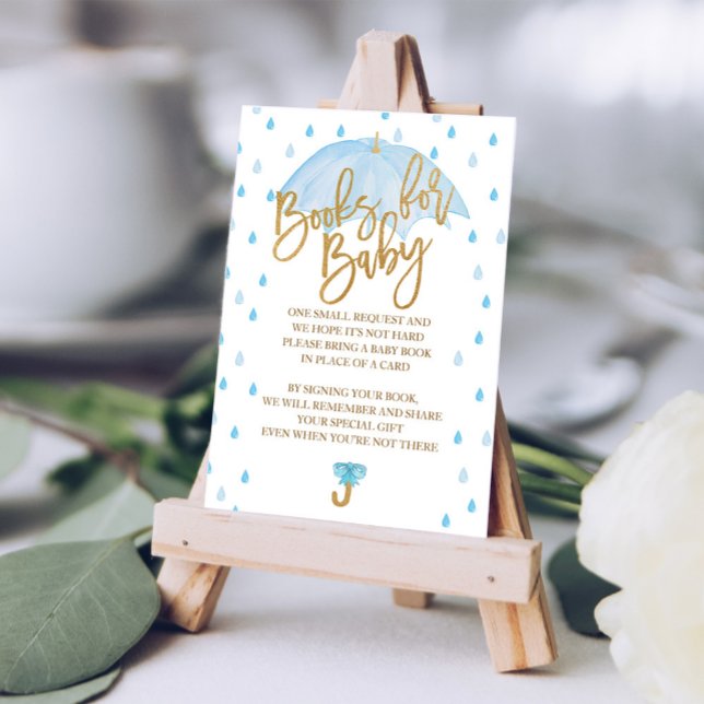 Blue Umbrella Baby Shower Books for Baby card (Creator Uploaded)