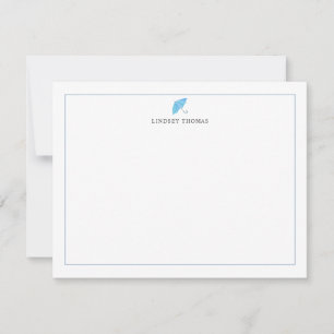 Blue Umbrella Border Personalized Stationery Card