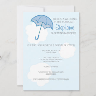 Blue Umbrella Bridal Shower Invitation