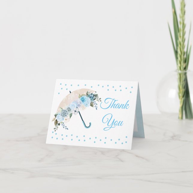 Blue Umbrella Thank You Card (Front)