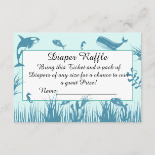 Blue Under the Sea Baby Shower Diaper Raffle Enclosure Card