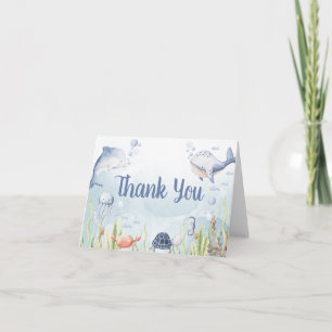 Blue Under the Sea Baby Shower Thank You Card