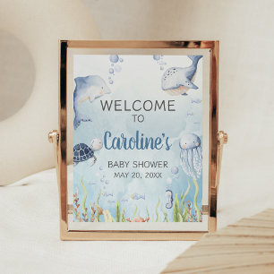Blue Under the Sea Baby Shower Welcome Sign