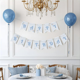 Blue Under the Sea Mermaid Birthday Bunting Flags