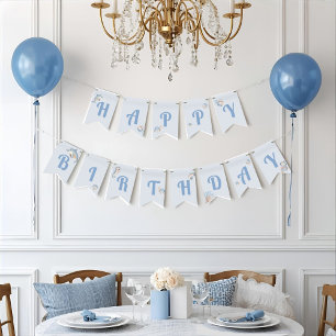 Blue Under the Sea Mermaid Birthday Bunting Flags