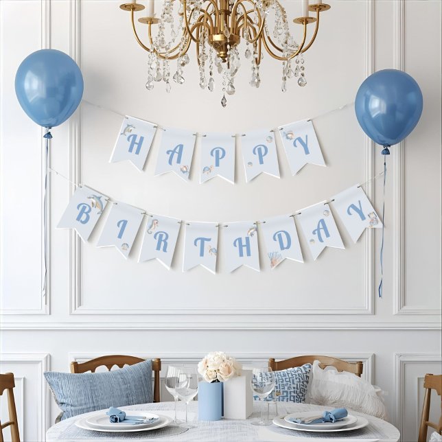 Blue Under the Sea Mermaid Birthday Bunting Flags (Creator Uploaded)