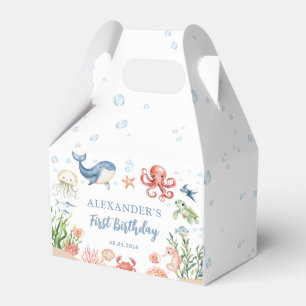 Blue Under The Sea Ocean Animals Birthday Favor Box
