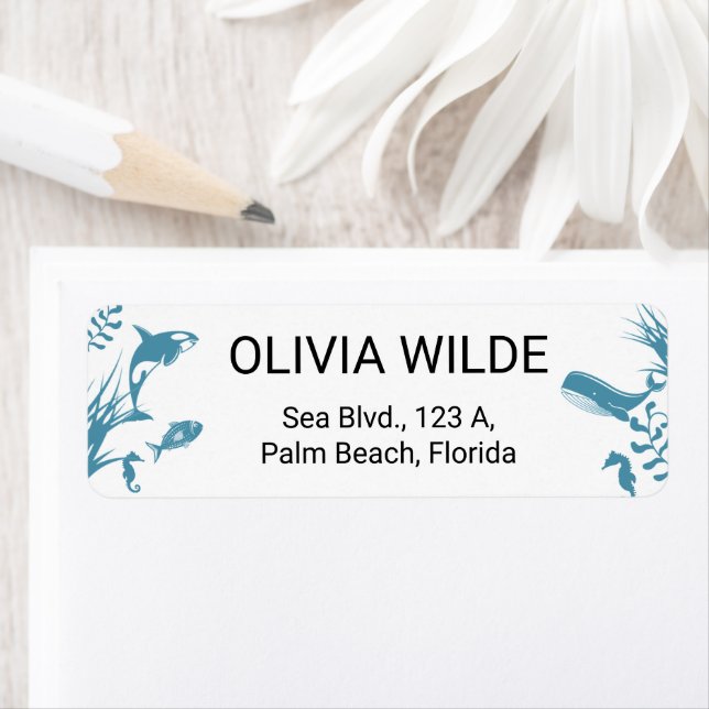 Blue Under the Sea Return Address Label (Insitu)