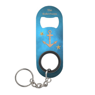 Blue Under the Sea w/ Starfish & Anchor Keychain Bottle Opener
