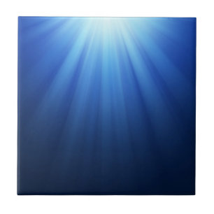 Blue Underwater Sun Rays Tile