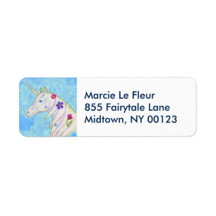 Blue Unicorn address label