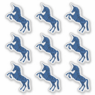 Blue Unicorn Faux Glitter Stickers