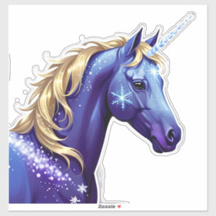 Blue Unicorn Head Portrait in Starry Night Space