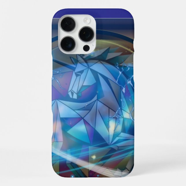 Blue unicorn iPhone 16 pro max case (Back)