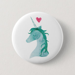 Blue Unicorn Magic with Heart 2 Inch Round Button