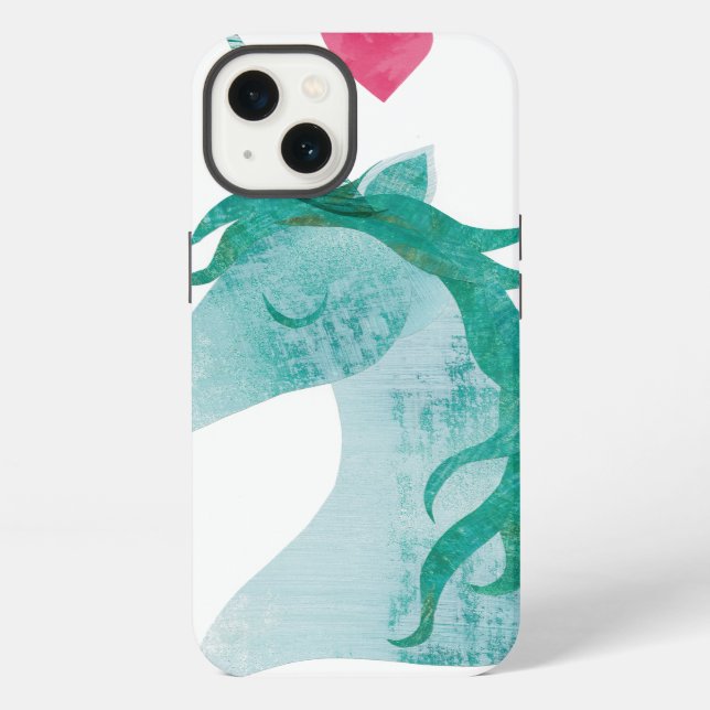 Blue Unicorn Magic with Heart iPhone Case (Back)