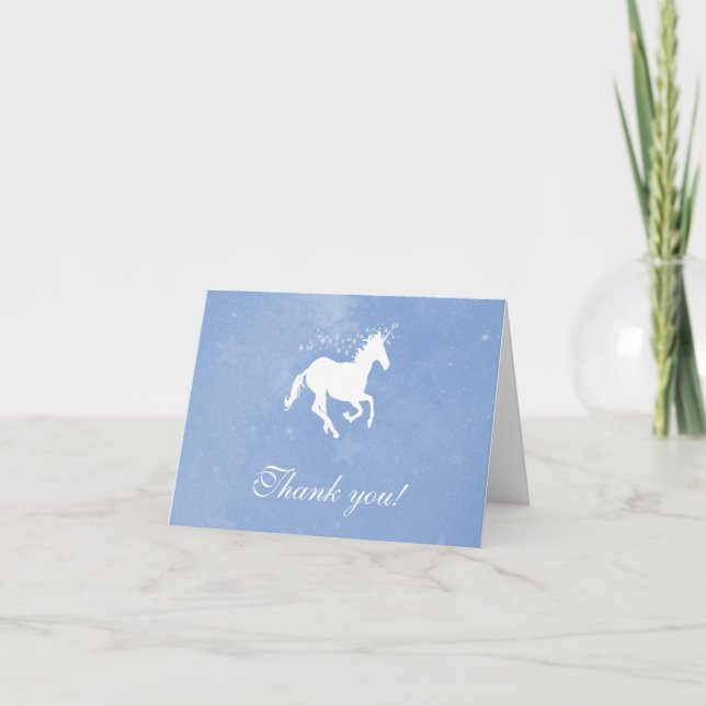 Blue Unicorn Mariage Merci Cartes (Devant)