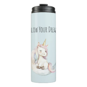 Blue Unicorn on Cloud Birthday Thermal Tumbler