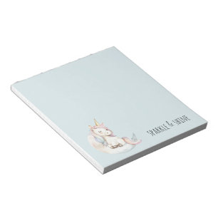 Blue Unicorn on Cloud Notepad