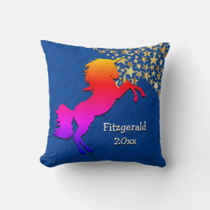 Blue UNICORN Personalized Keepsake Throw Pillow