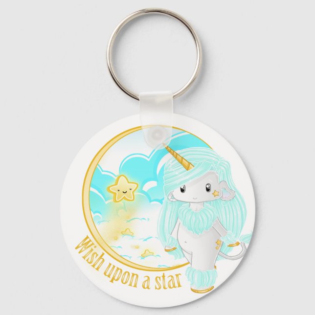 Blue Unicorn Po Keychain (Front)