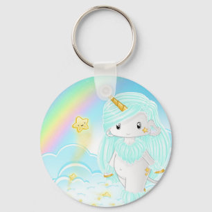 Blue Unicorn Po Keychain