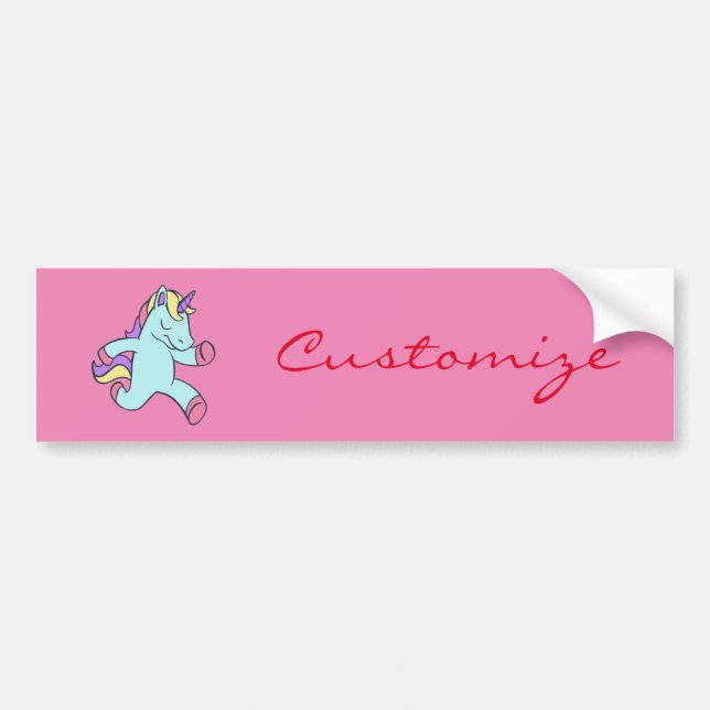 Blue Unicorn Running Thunder_Cove Bumper Sticker (Front)