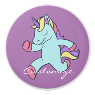 Blue Unicorn Running Thunder_Cove Ceramic Knob