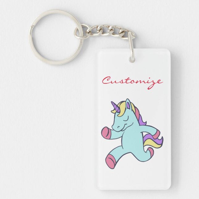 Blue Unicorn Running Thunder_Cove Keychain (Front)
