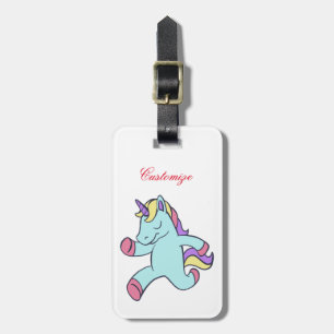 Blue Unicorn Running Thunder_Cove Luggage Tag