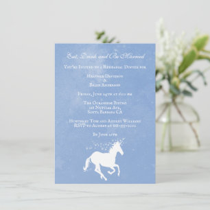 Blue Unicorn Wedding Rehearsal Dinner Invite