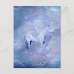 Blue Unicorn with wings fantasy Postcard
