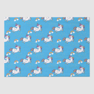 Blue Unicorns and Gold Stars Tissue Paper